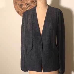 Open weave linen & polymide 1 snap closure jacket